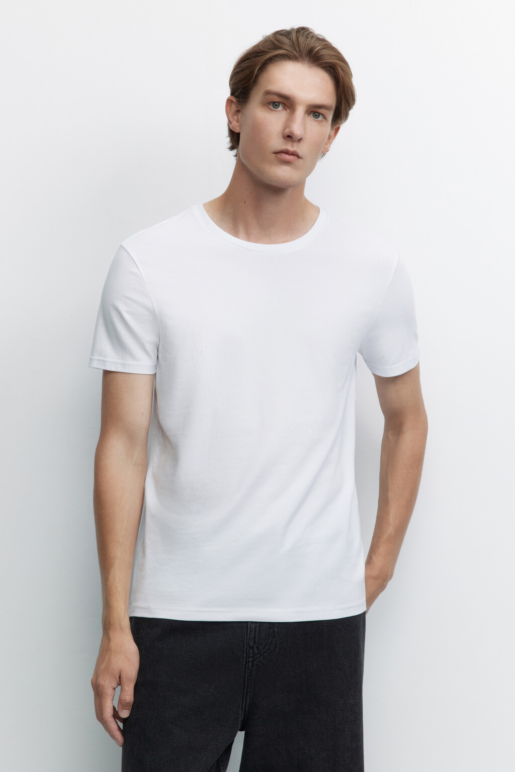 Футболка slim хлопковая базовая - цвет белый - 3