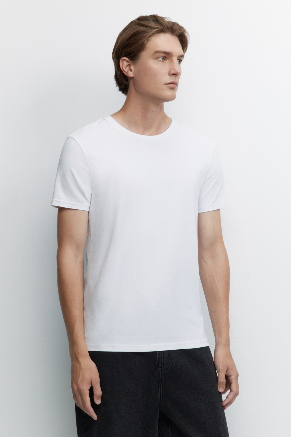 Футболка slim хлопковая базовая - цвет белый - 4