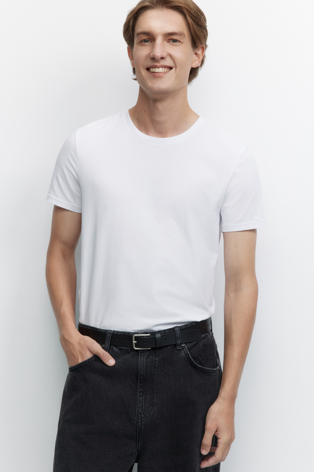 Футболка slim хлопковая базовая - цвет белый - 2