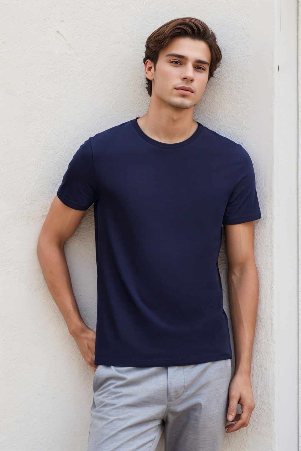 Футболка slim хлопковая базовая - цвет синий - 8