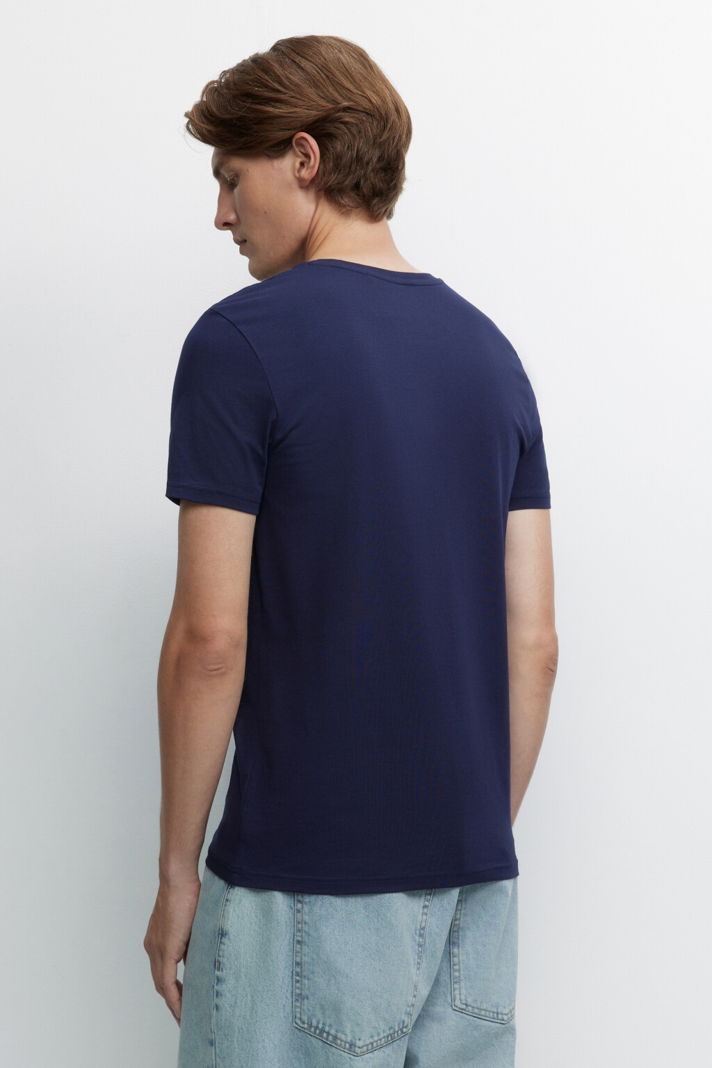 Футболка slim хлопковая базовая - цвет синий - 4