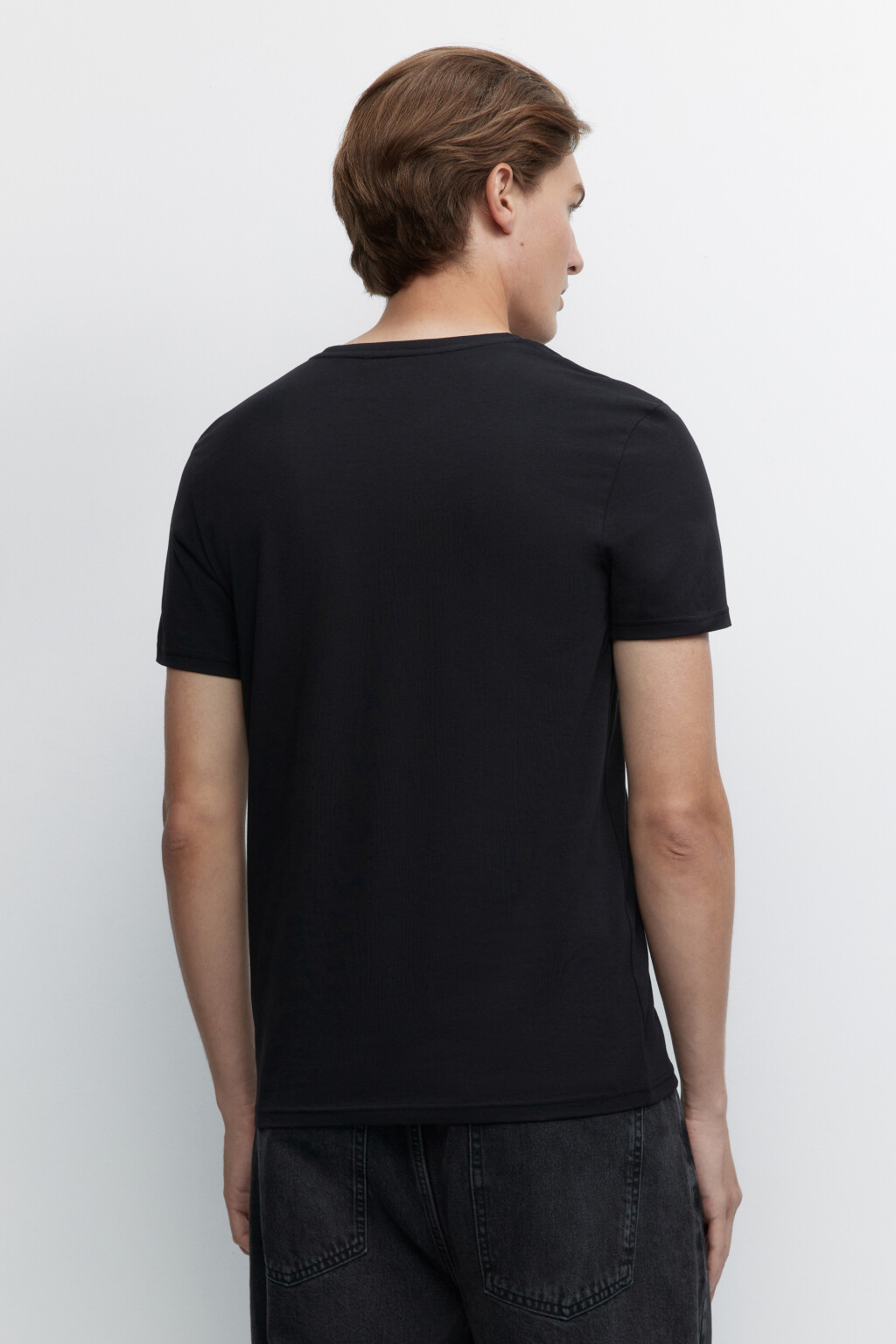 Футболка slim хлопковая базовая - цвет черный - 4