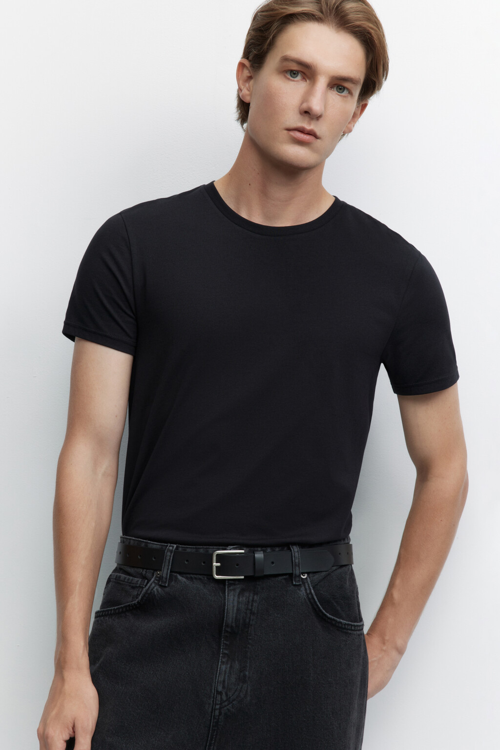 Футболка slim хлопковая базовая - цвет черный - 1