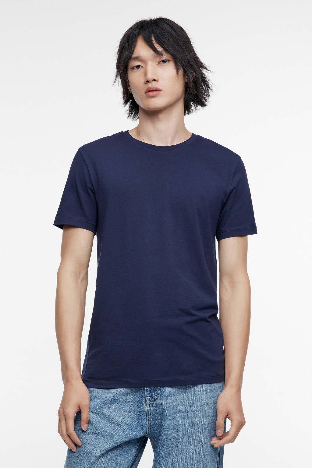Футболка хлопковая в базовых цветах - цвет синий - 2