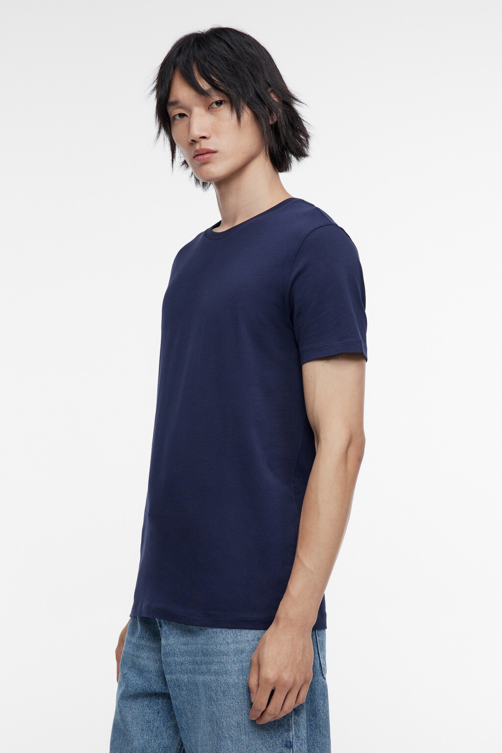 Футболка хлопковая в базовых цветах - цвет синий - 3