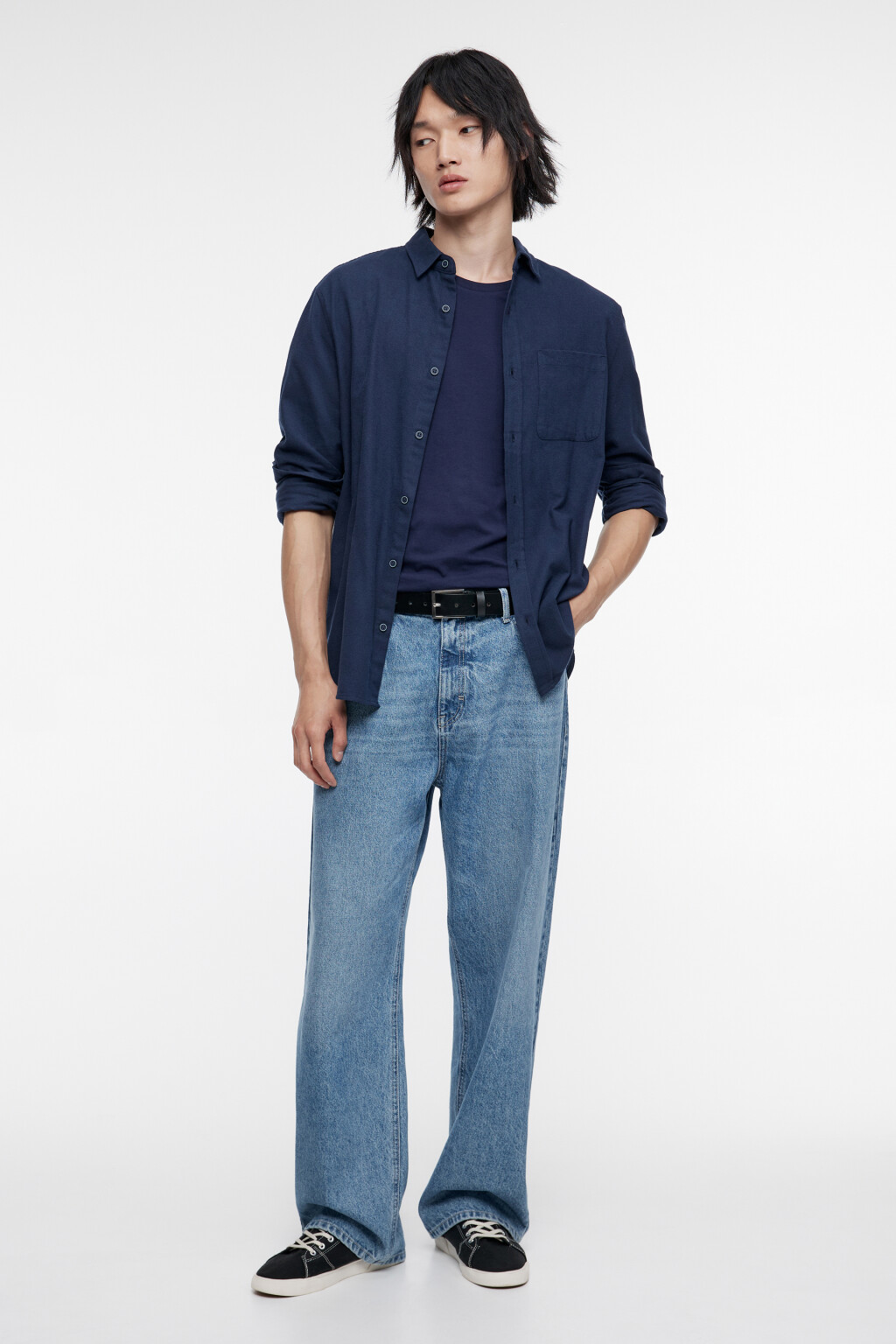 Футболка хлопковая в базовых цветах - цвет синий - 1