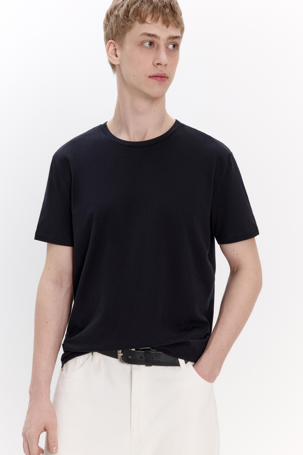 Футболка хлопковая облегающая - цвет черный - 1