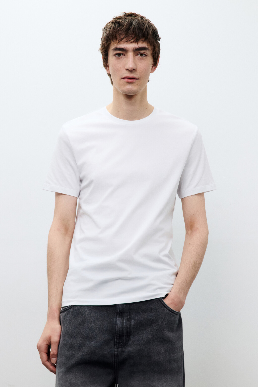 Футболка облегающая базовая - цвет белый - 2