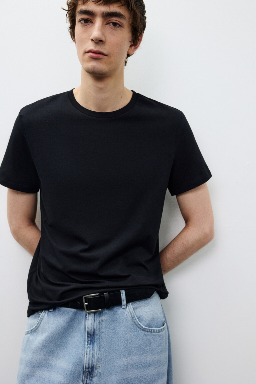 Футболка облегающая базовая - цвет черный - 1