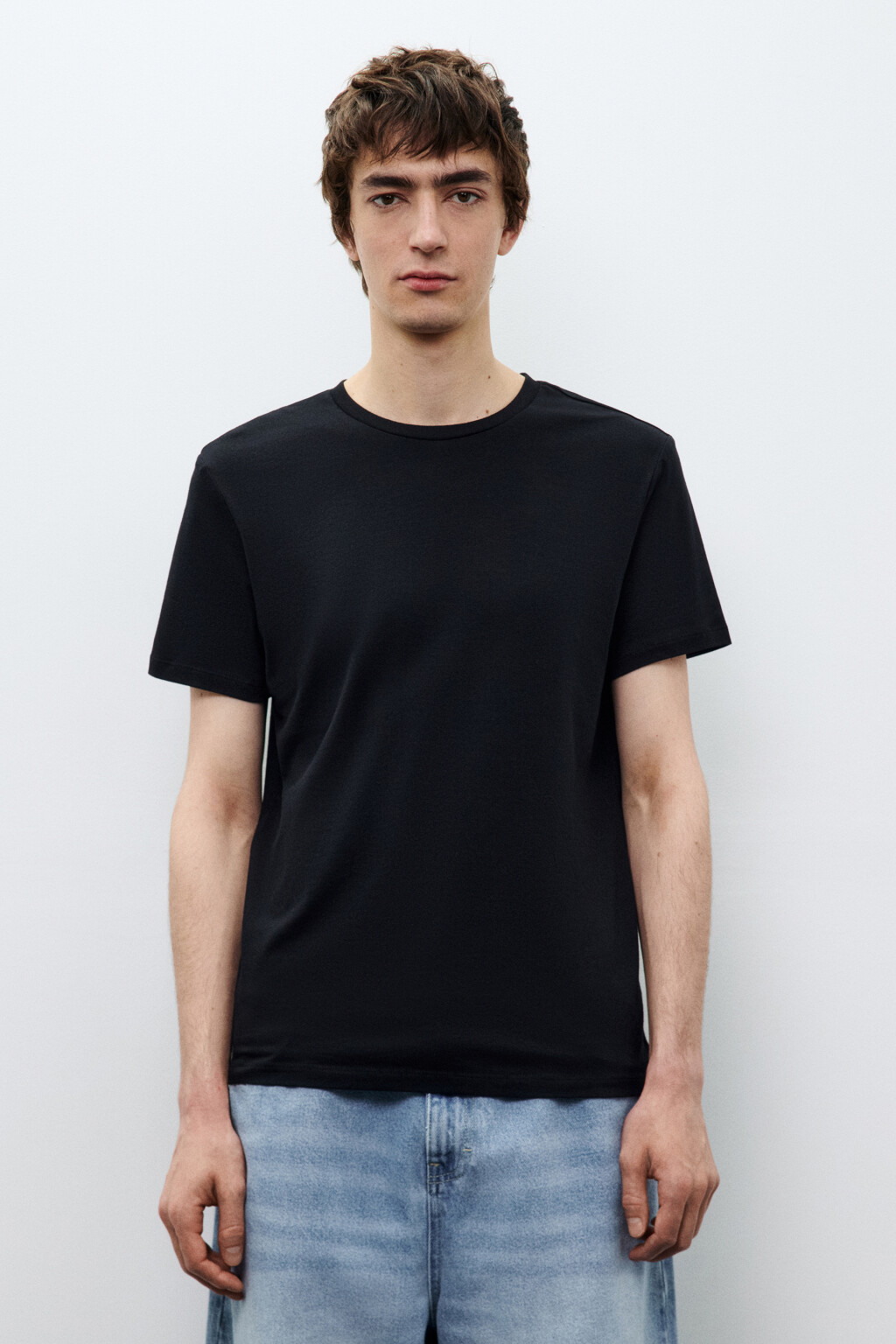 Футболка облегающая базовая - цвет черный - 2