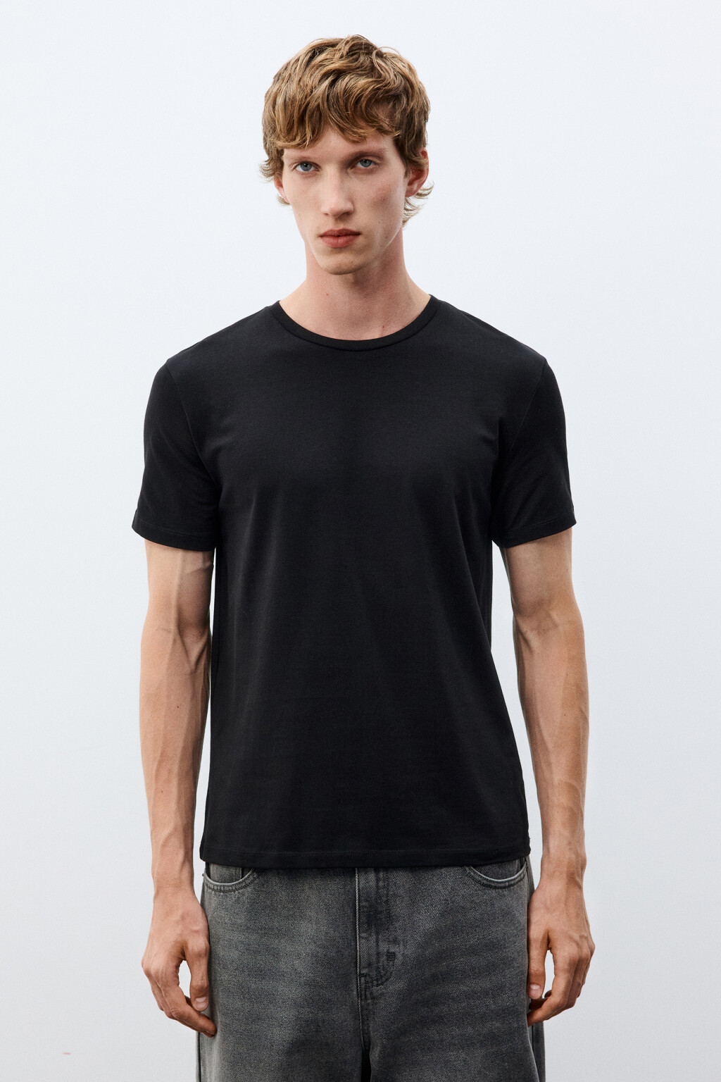 Футболка облегающая базовая - цвет черный - 2