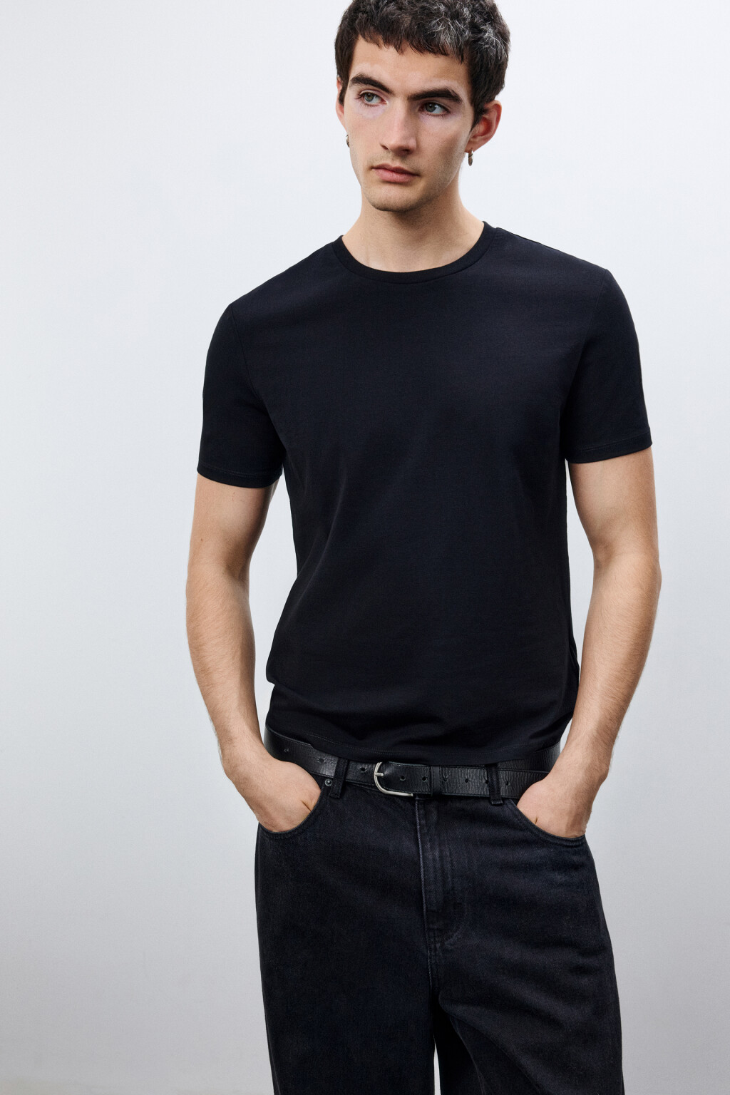 Футболка облегающая базовая - цвет черный - 1