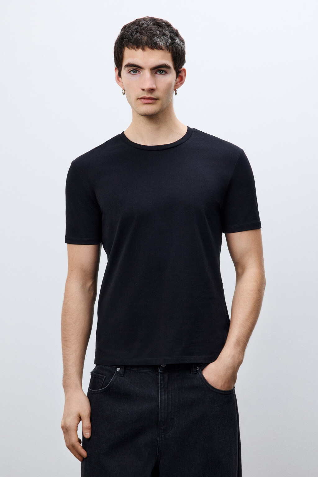 Футболка облегающая базовая - цвет черный - 2
