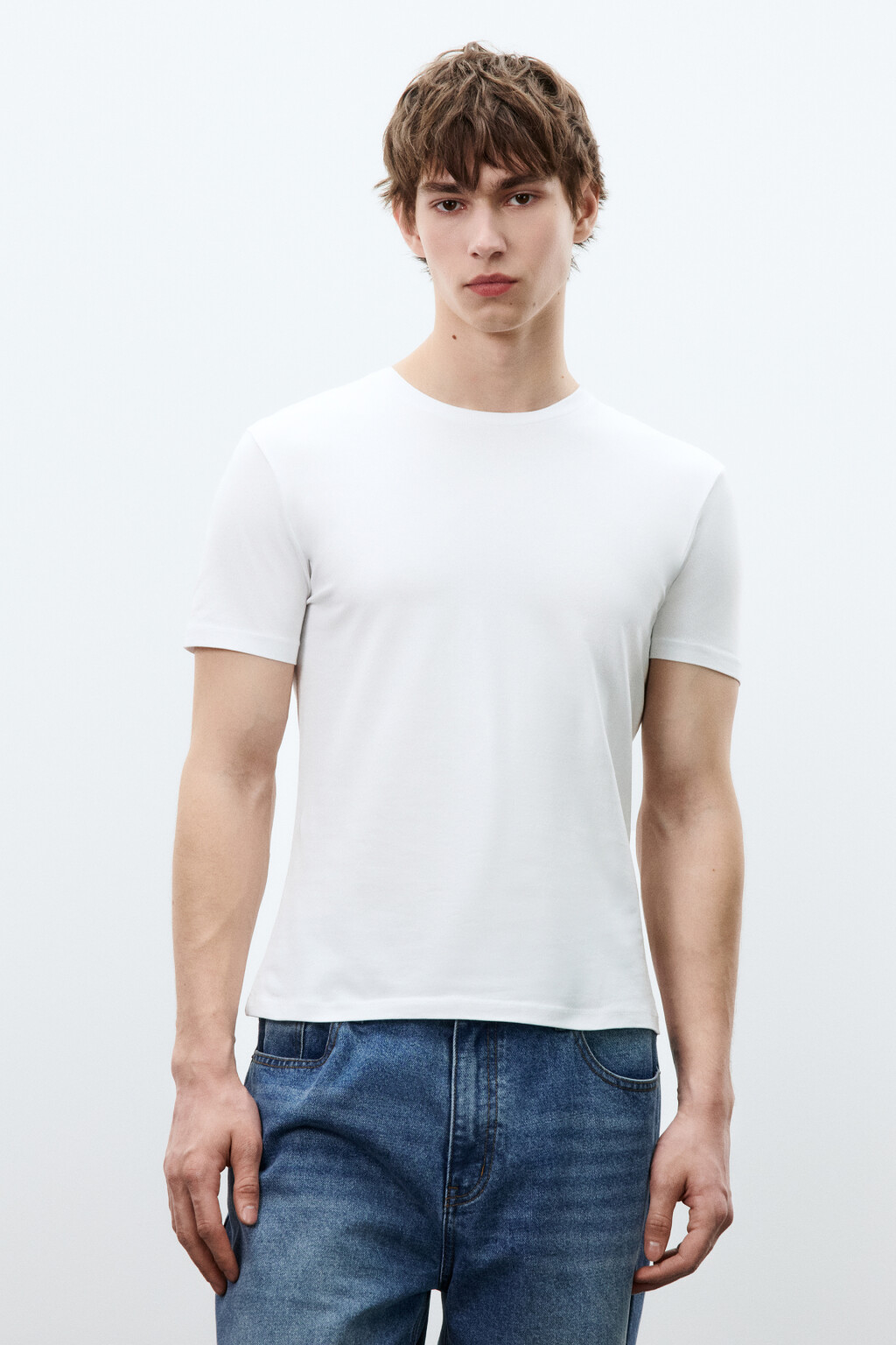 Футболка облегающая базовая - цвет белый - 2