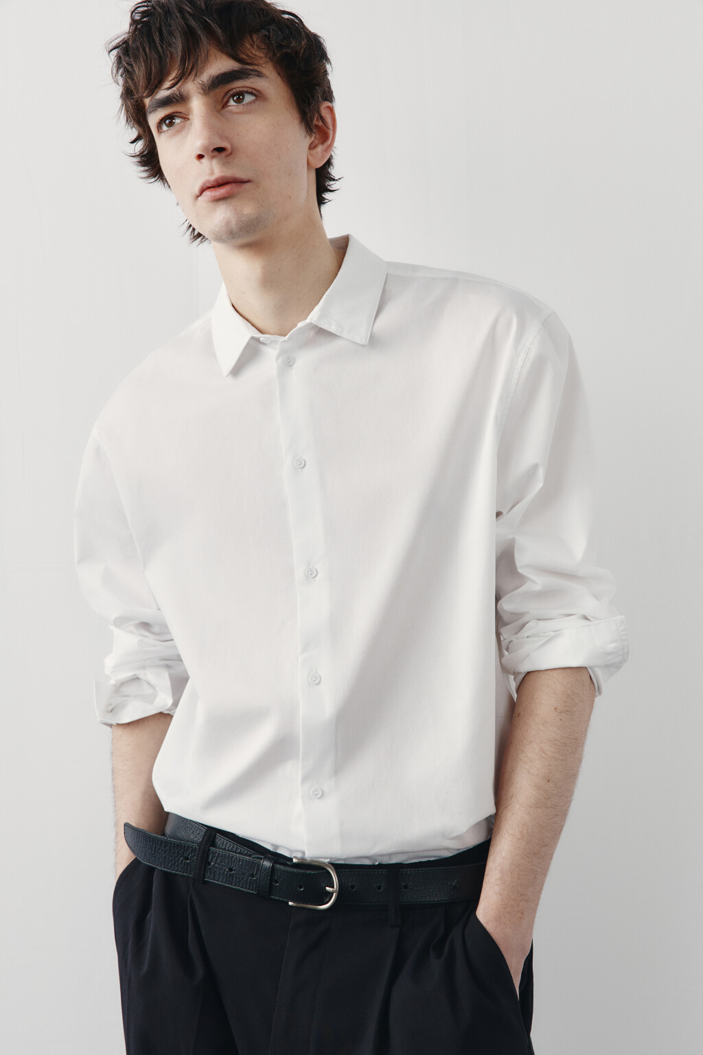 Рубашка классическая хлопковая - цвет белый - 1