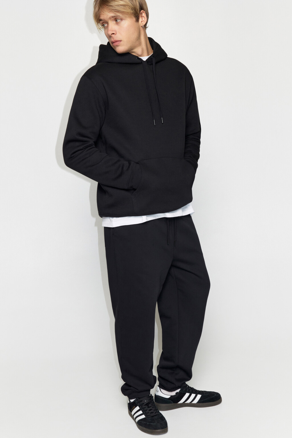 Брюки-джоггеры трикотажные утепленные - цвет черный - 1