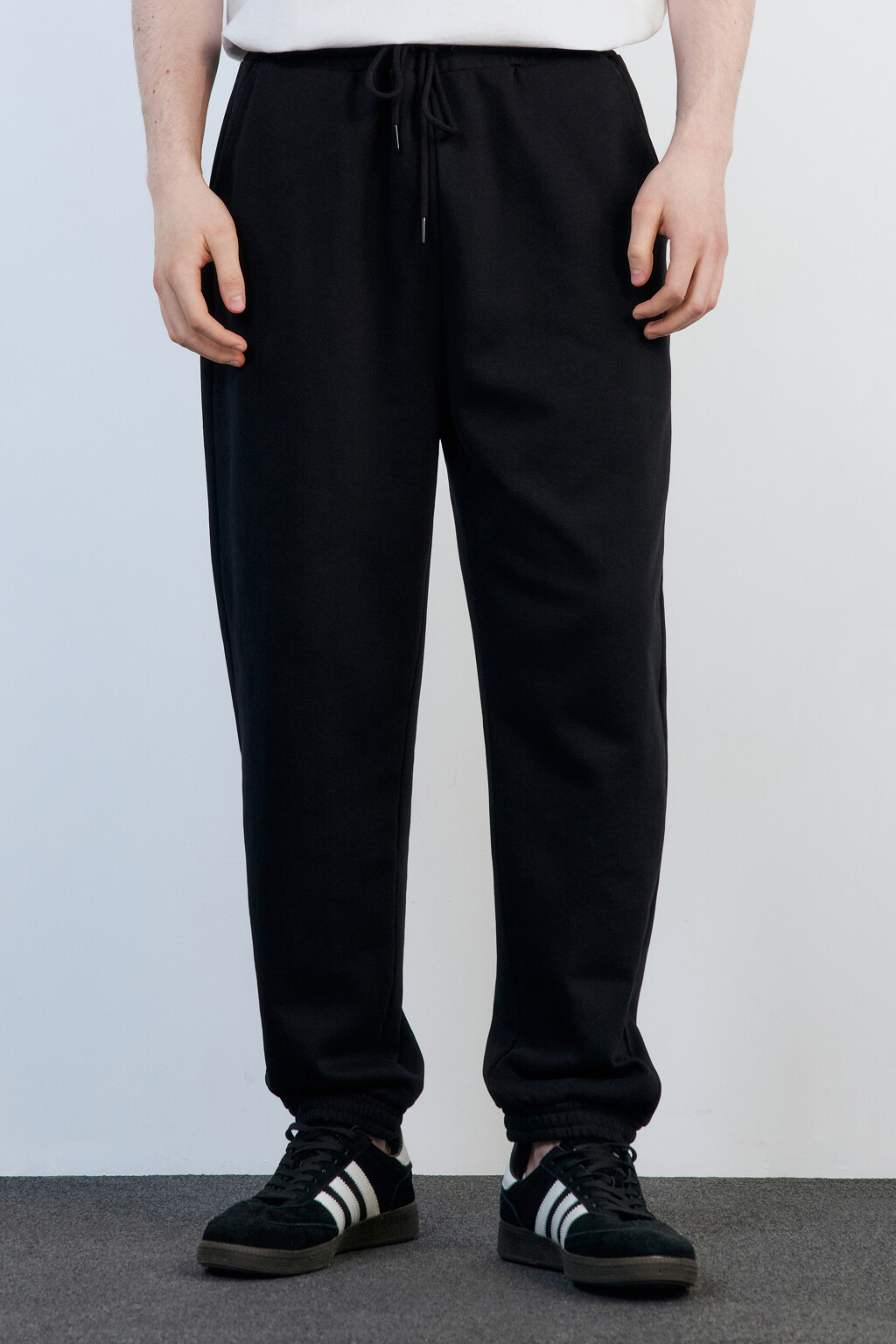 Брюки-джоггеры трикотажные утепленные - цвет черный - 2