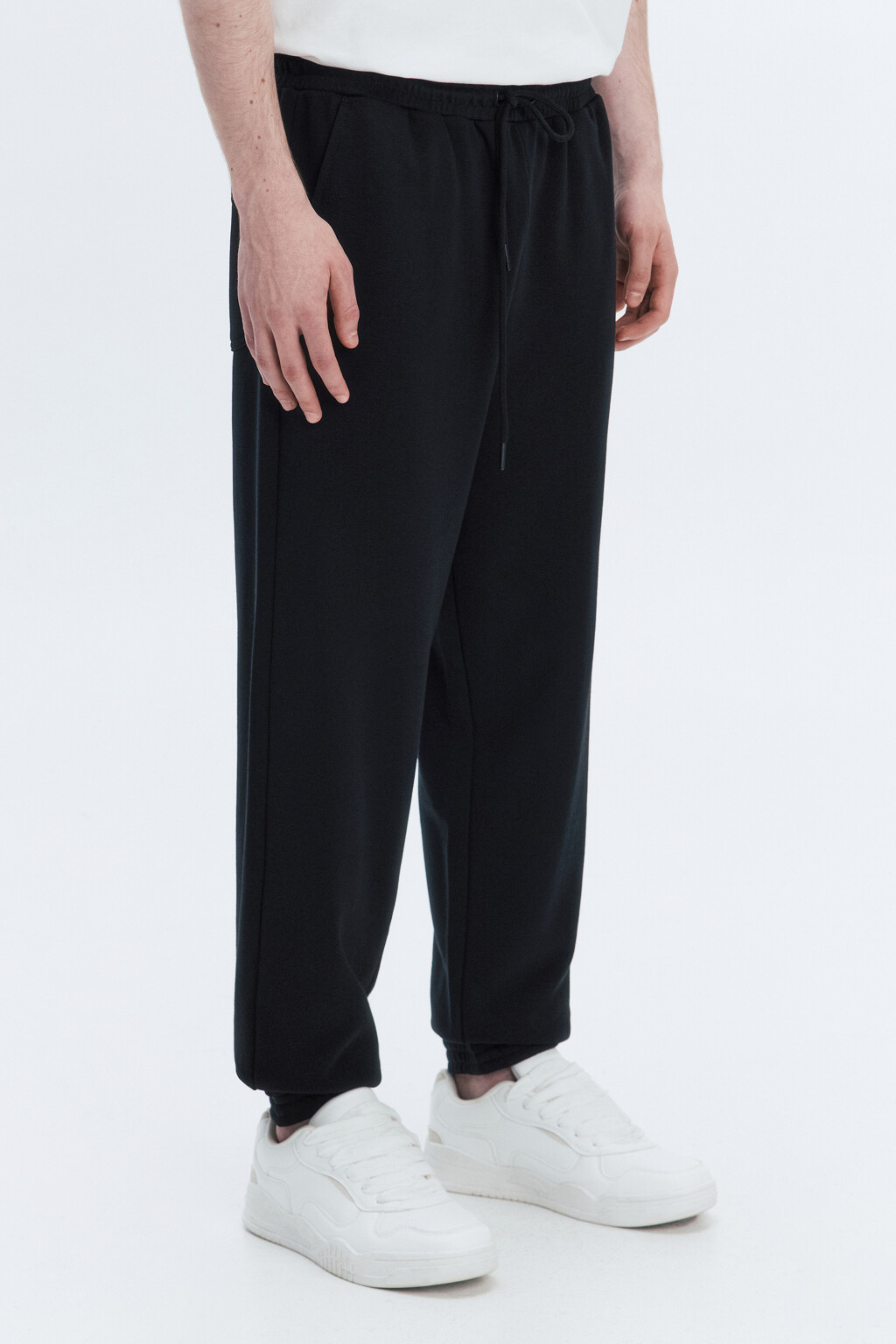 Брюки-джоггеры трикотажные без утепления - цвет черный - 2