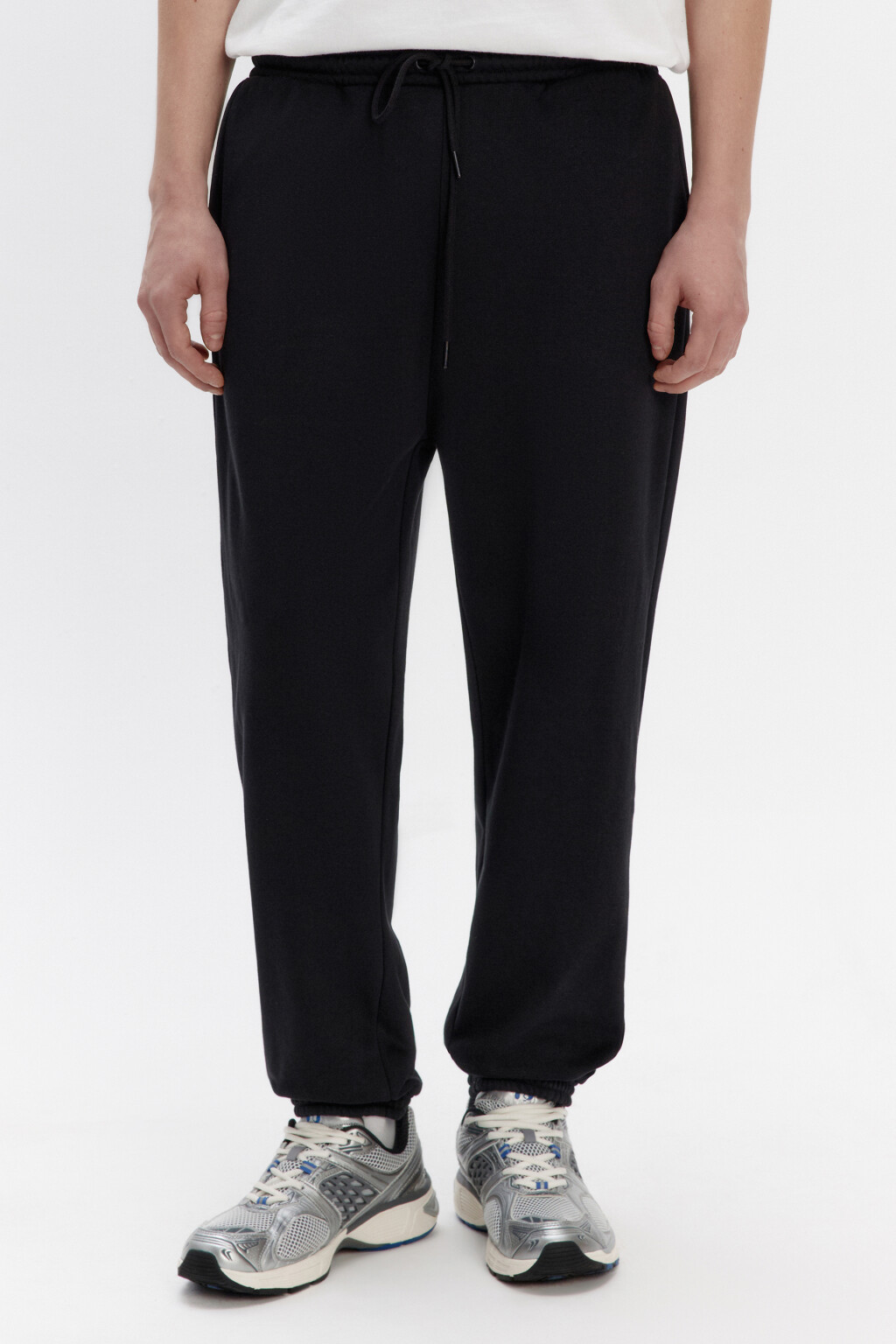 Брюки-джоггеры трикотажные из футера - цвет черный - 2