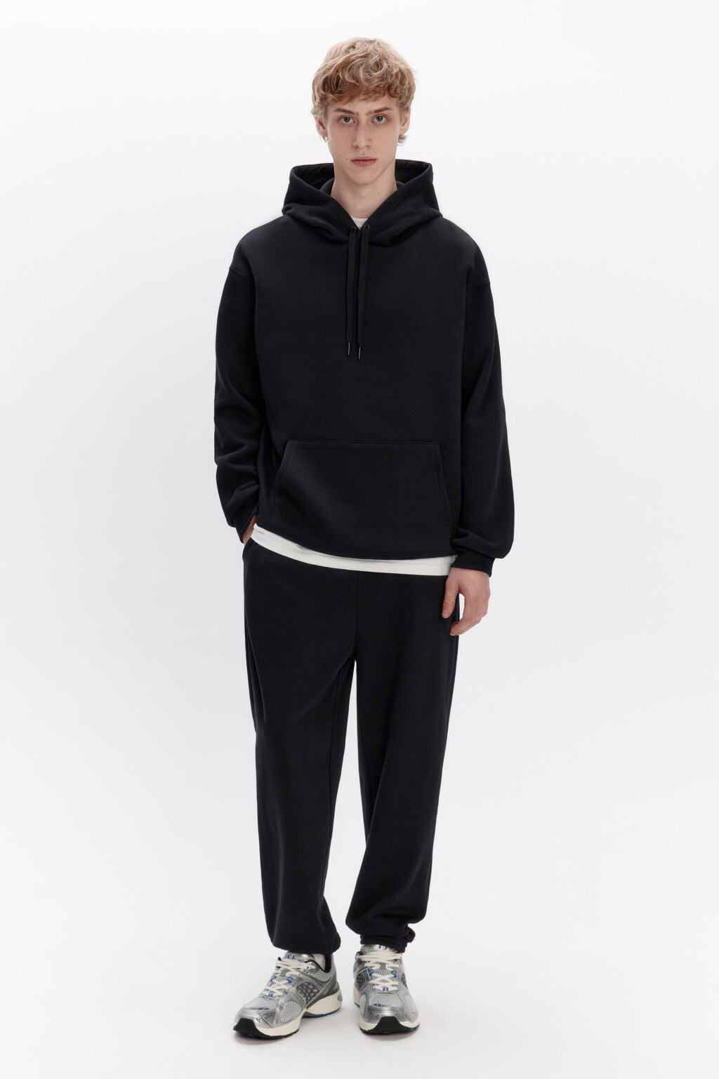 Брюки-джоггеры трикотажные из футера - цвет черный - 5