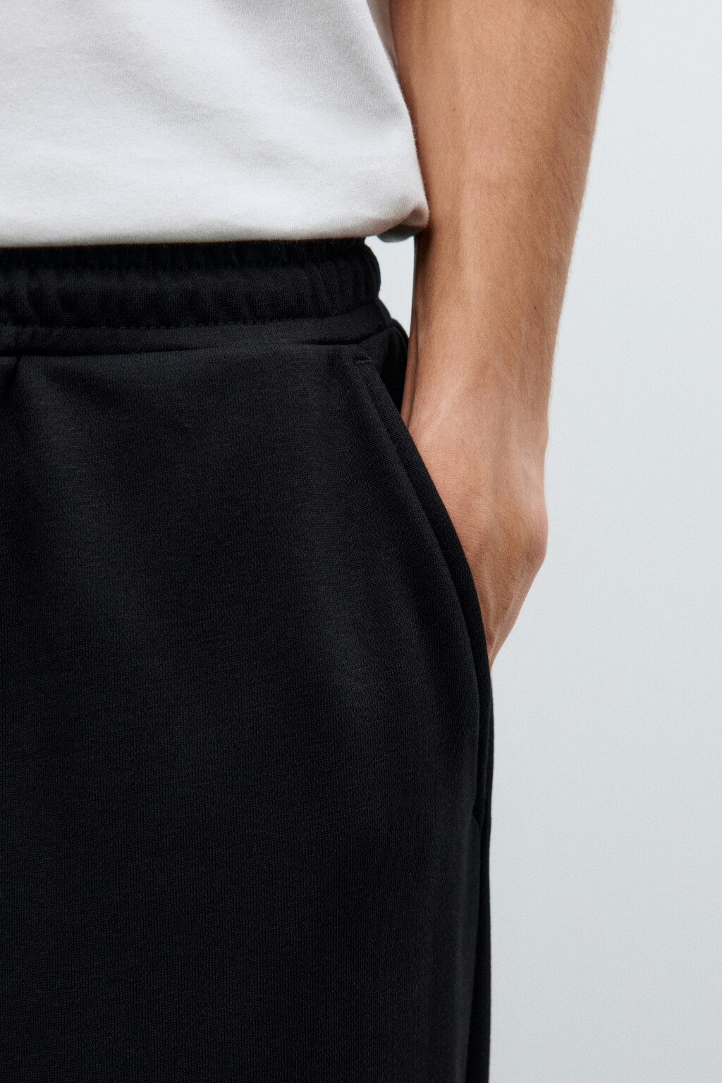 Брюки-джоггеры базовые из футера - цвет черный - 6