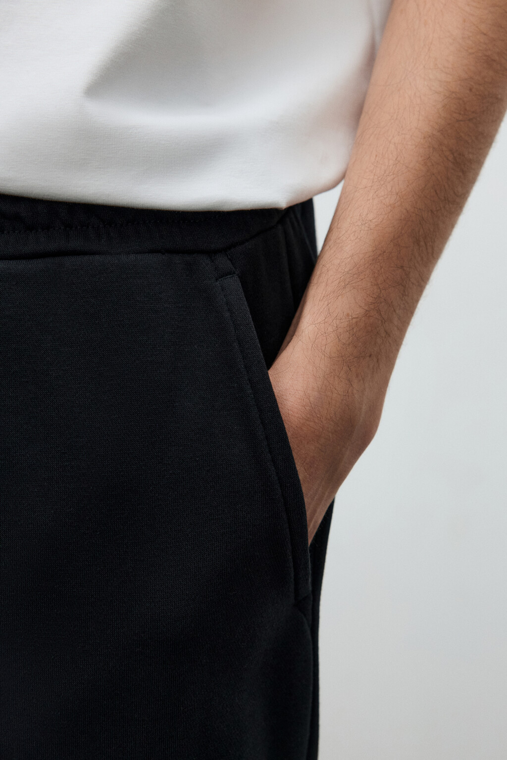 Брюки-джоггеры базовые из футера - цвет черный - 6