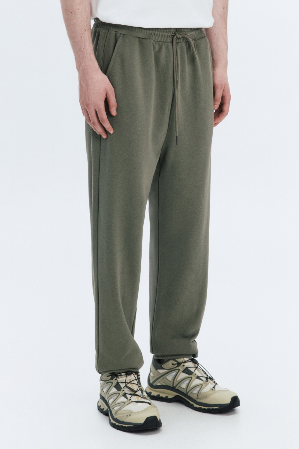 Брюки-джоггеры трикотажные без утепления - цвет зеленый - 2