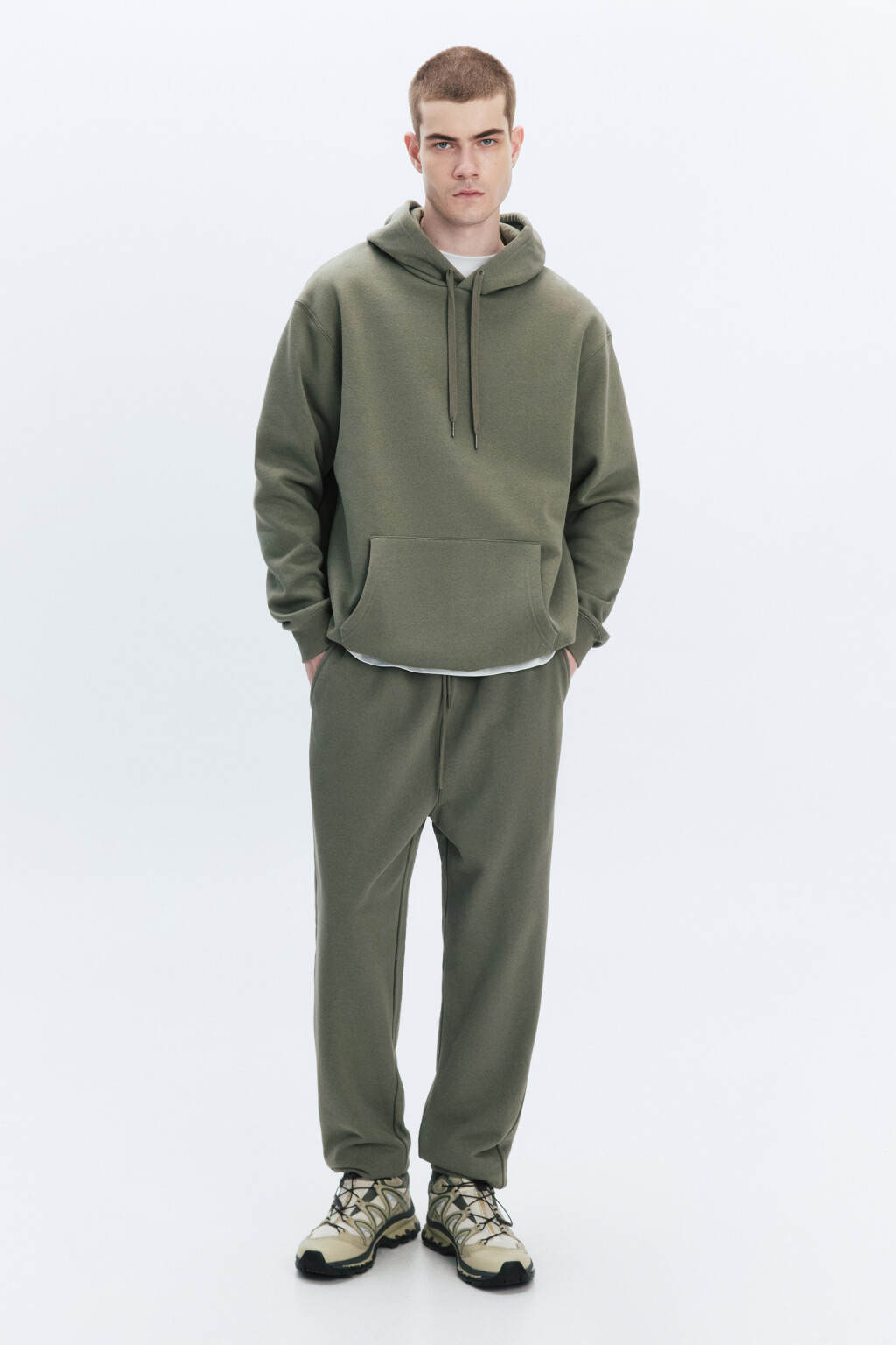 Брюки-джоггеры трикотажные без утепления - цвет зеленый - 5