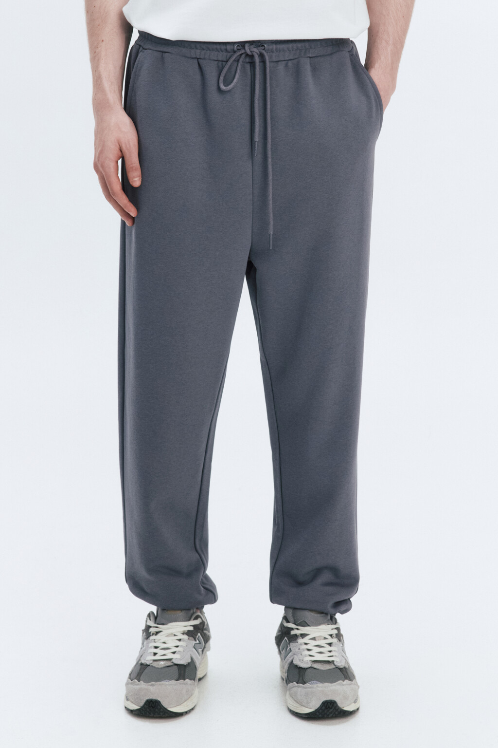 Брюки-джоггеры трикотажные без утепления - цвет серый - 2