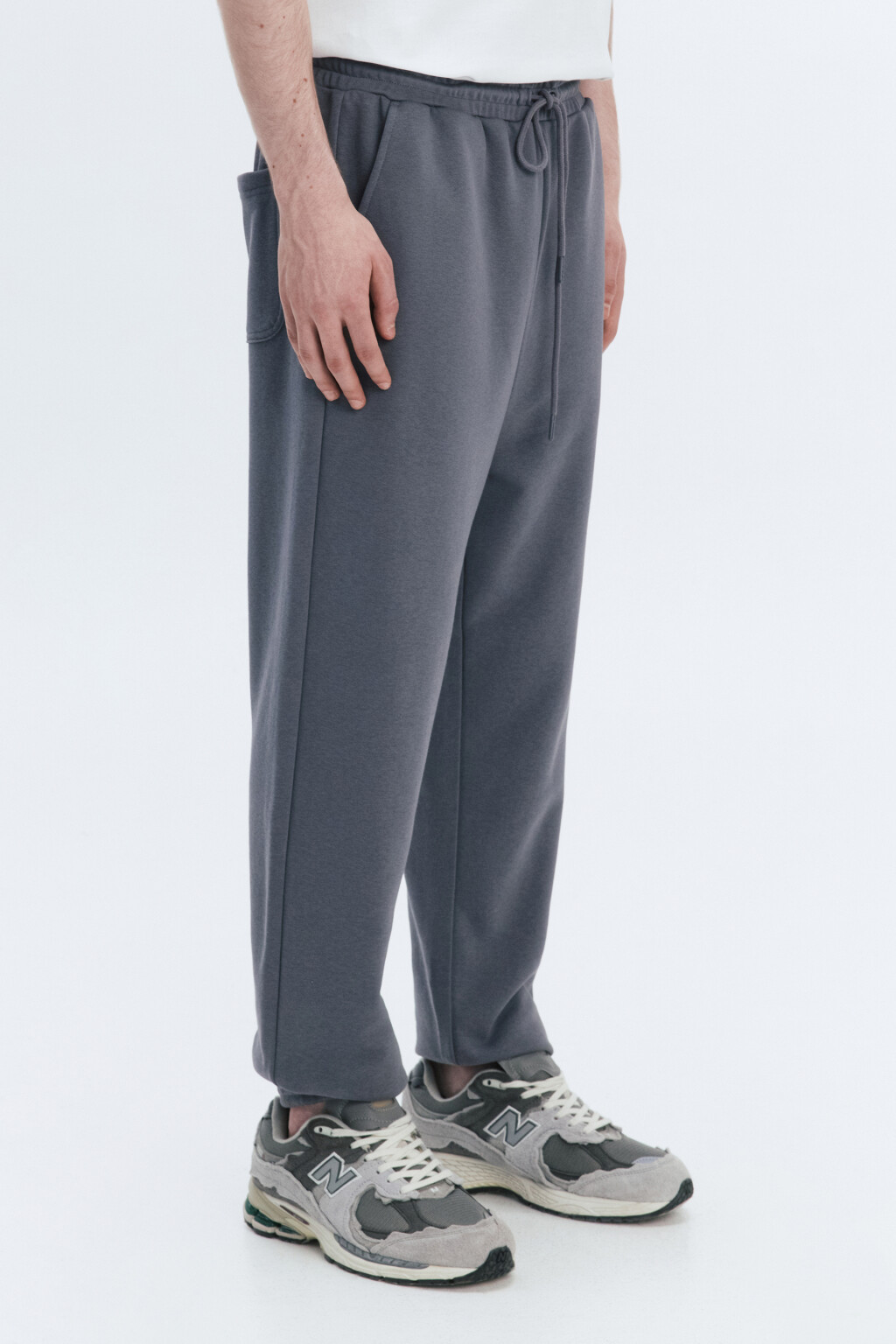 Брюки-джоггеры трикотажные без утепления - цвет серый - 3