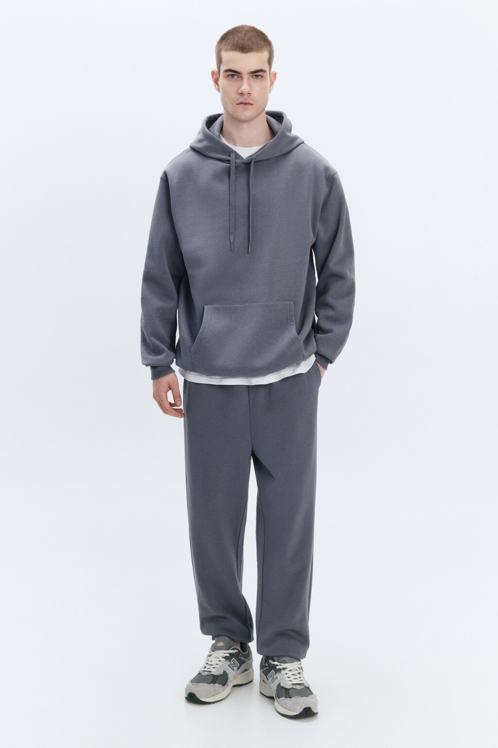 Брюки-джоггеры трикотажные без утепления - цвет серый - 5