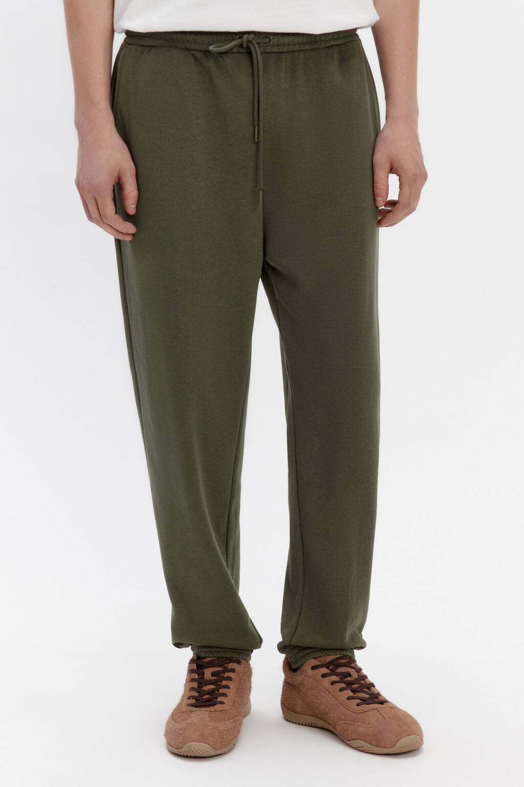 Брюки-джоггеры трикотажные из футера - цвет зеленый - 2