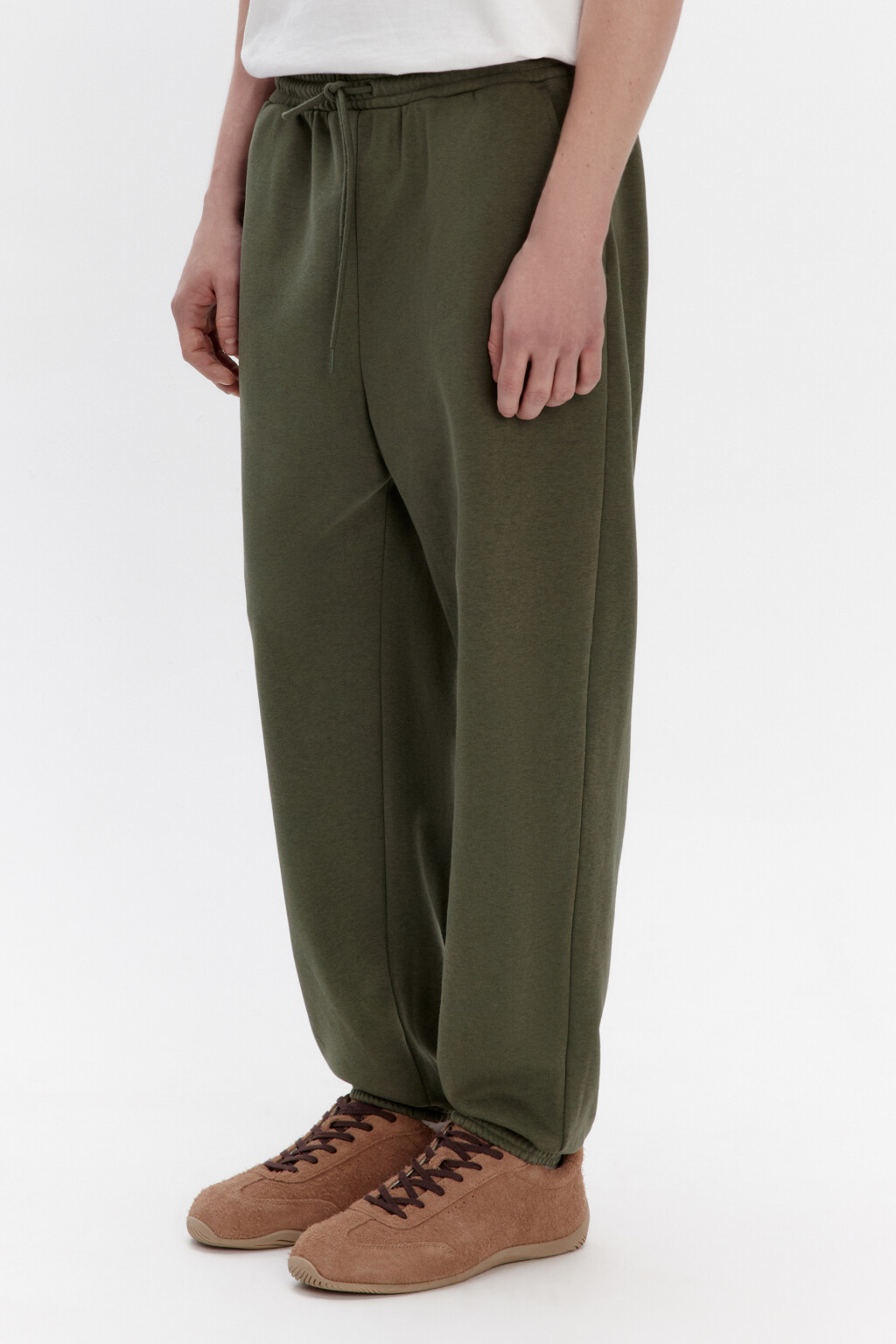 Брюки-джоггеры трикотажные из футера - цвет зеленый - 3