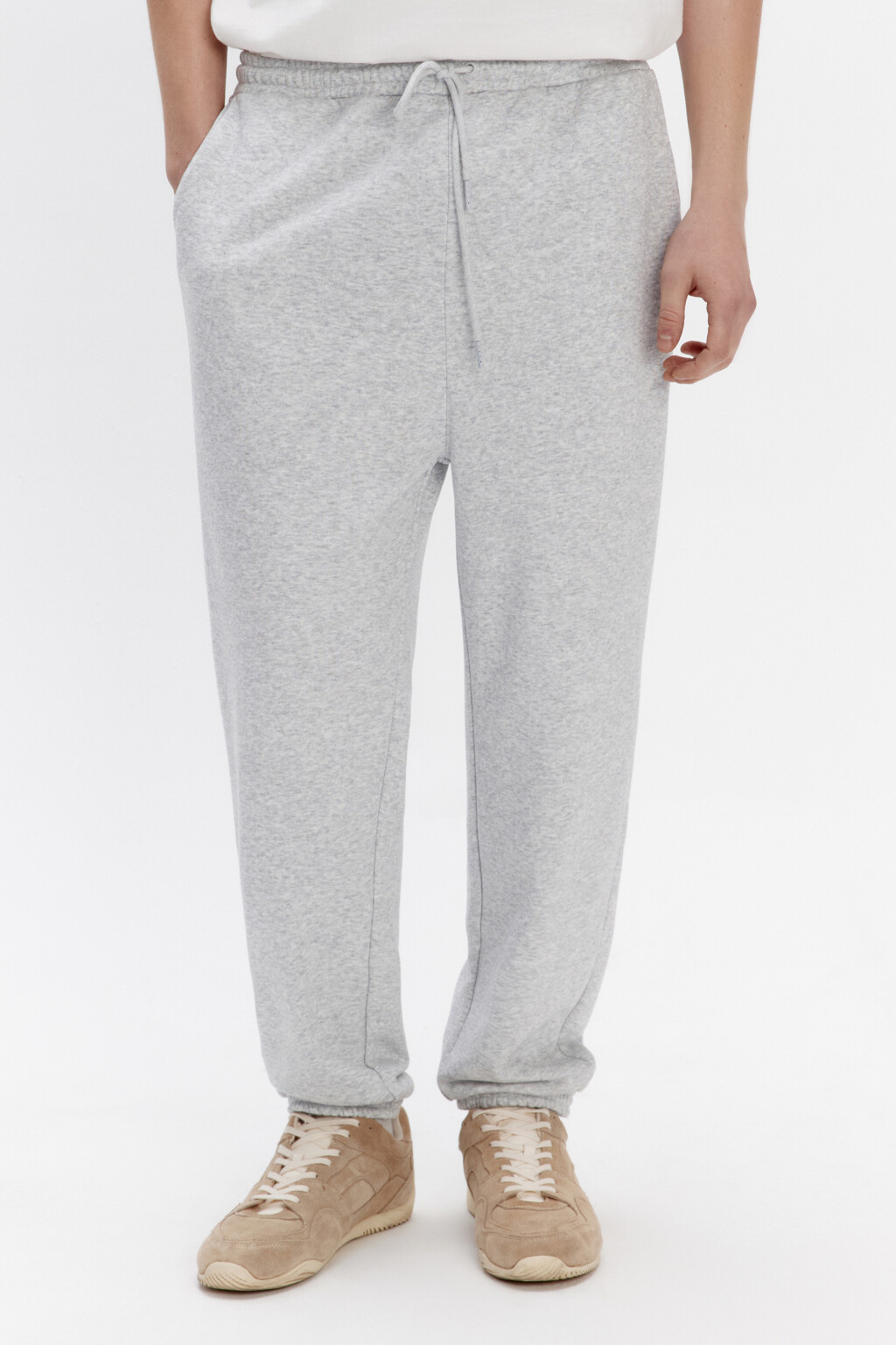 Брюки-джоггеры трикотажные из футера - цвет серый - 2