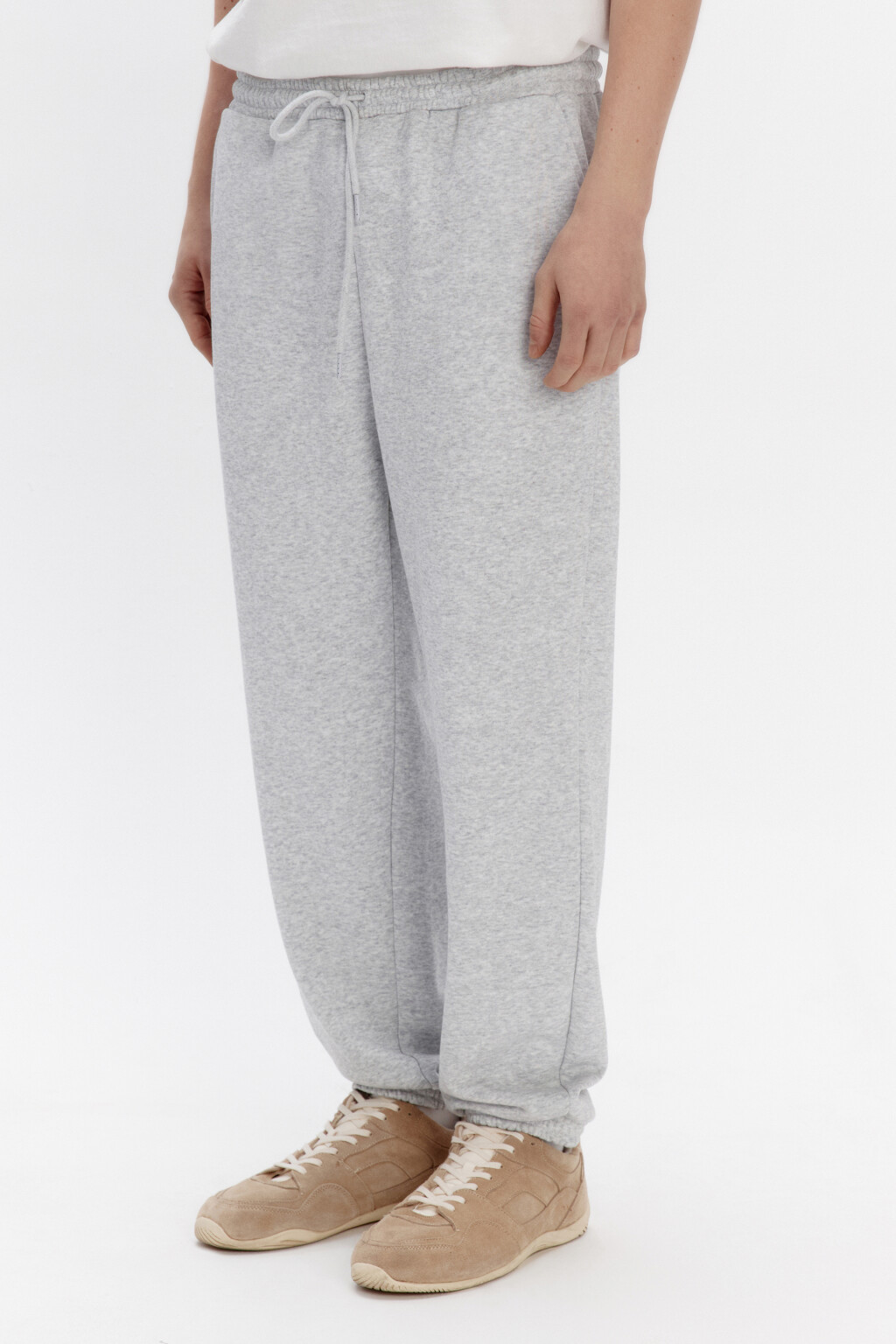 Брюки-джоггеры трикотажные из футера - цвет серый - 3