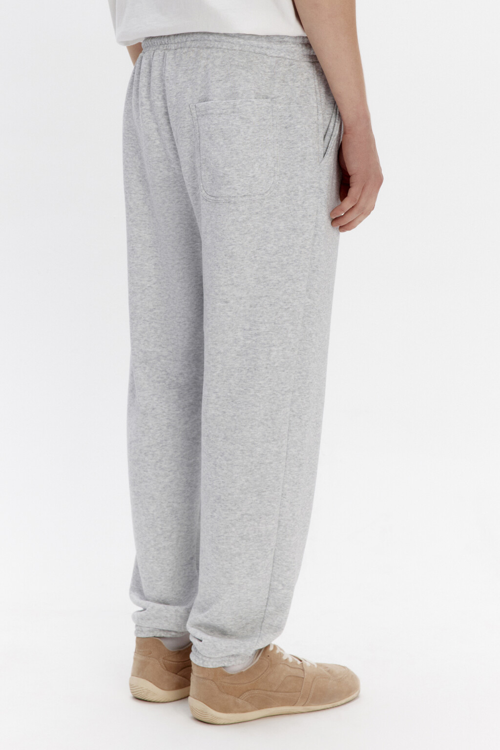 Брюки-джоггеры трикотажные из футера - цвет серый - 4