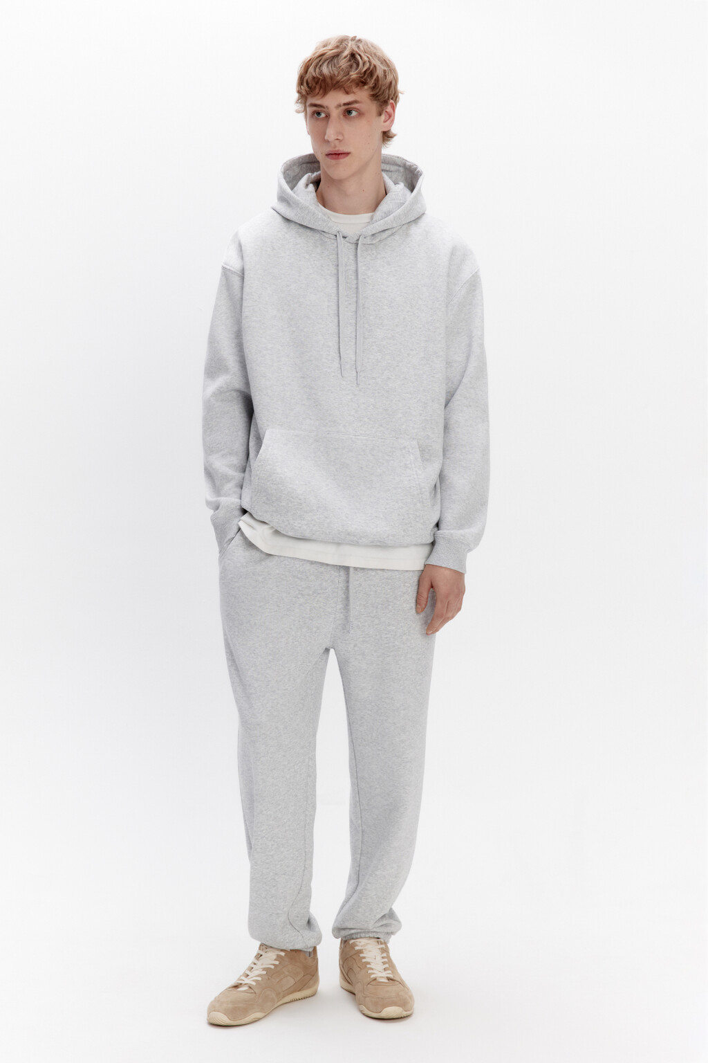 Брюки-джоггеры трикотажные из футера - цвет серый - 5