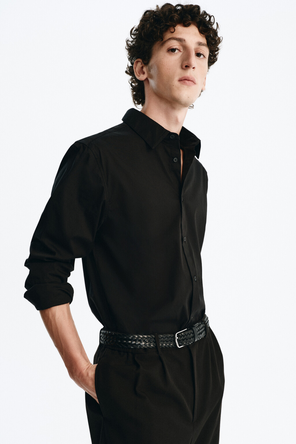 Рубашка slim приталенная в классических цветах - цвет черный - 7