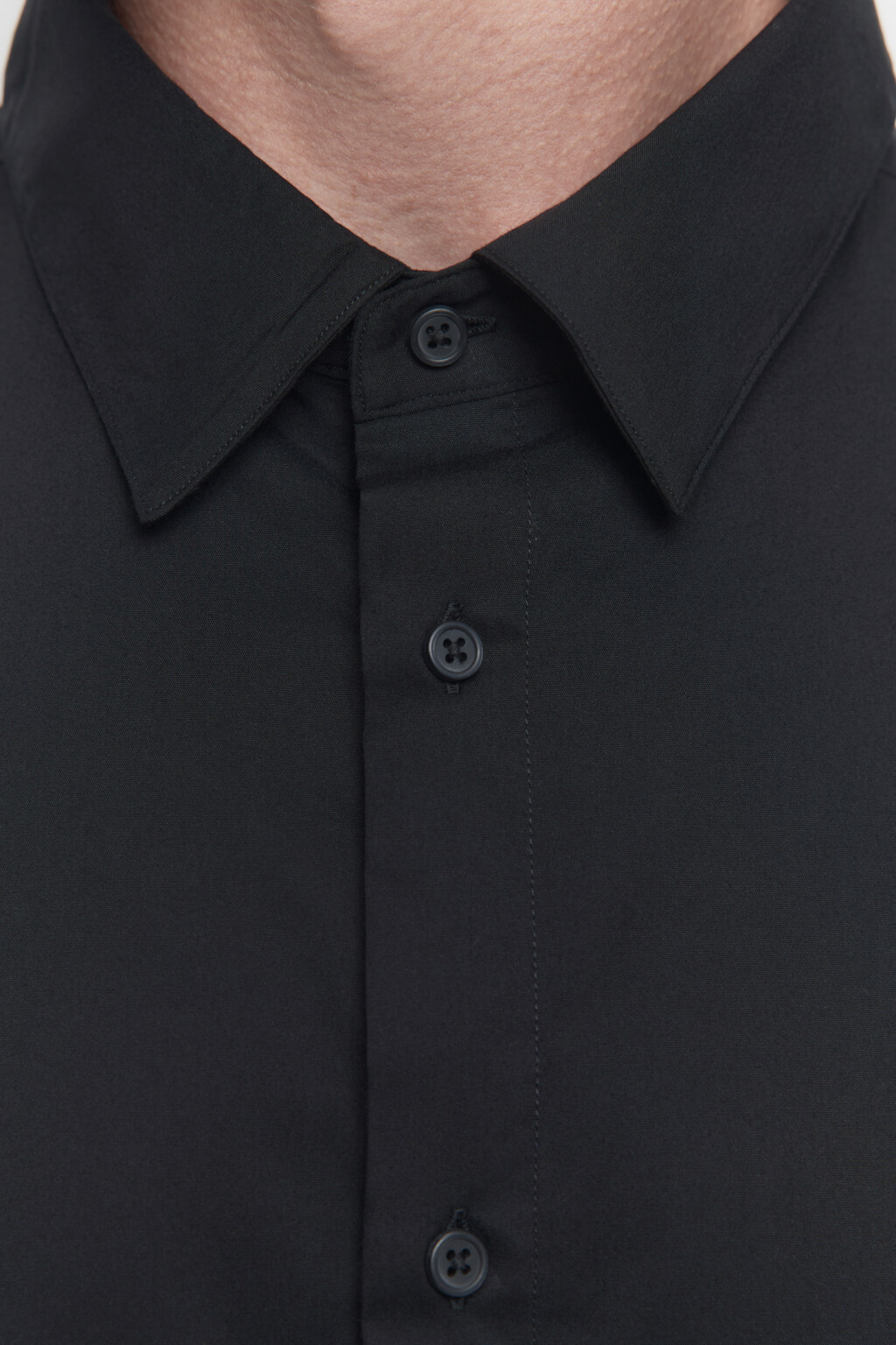 Рубашка slim приталенная в классических цветах - цвет черный - 5