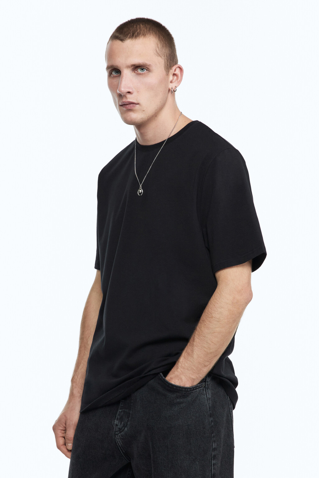 Футболка хлопковая базовая - цвет черный - 3