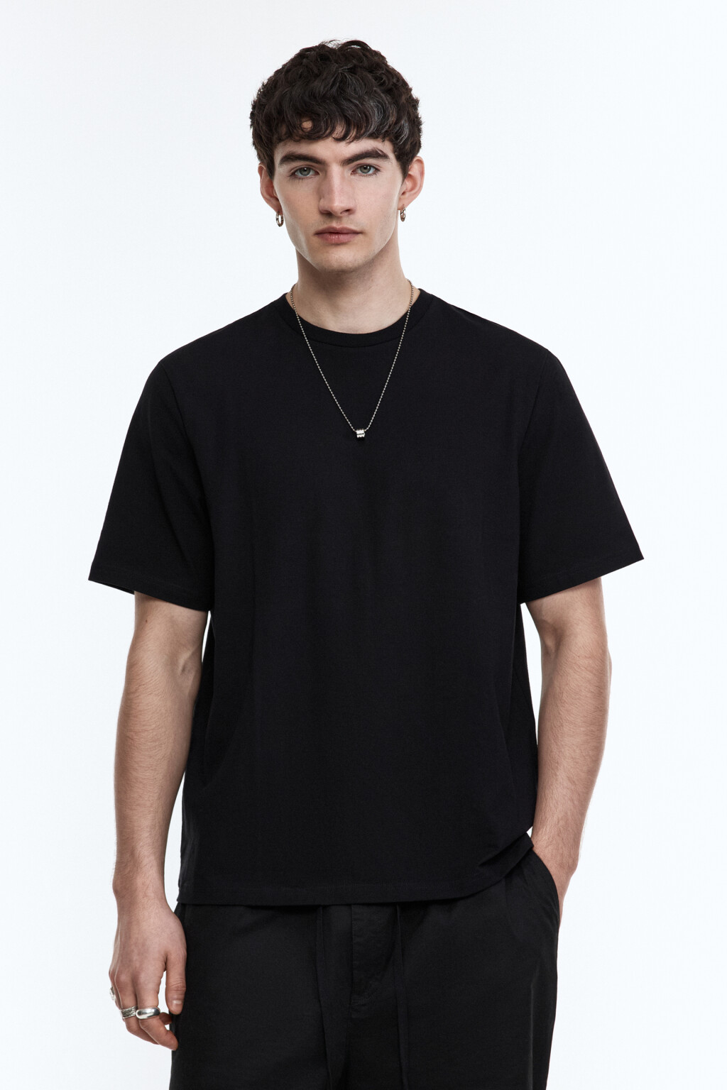 Футболка хлопковая базовая - цвет черный - 2