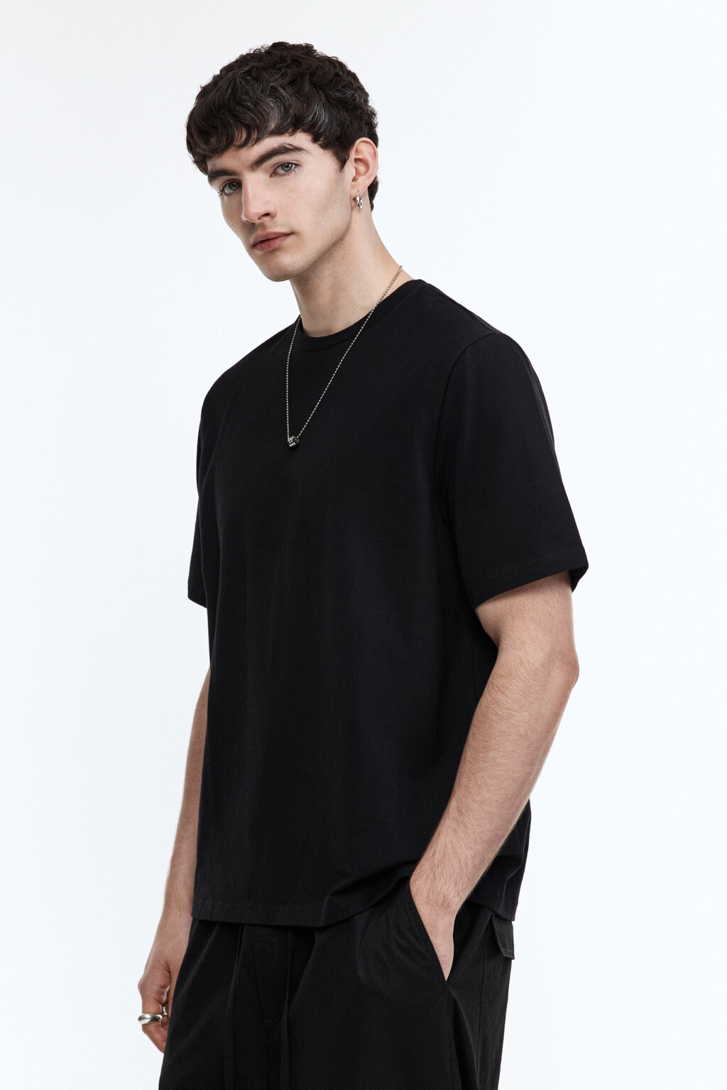 Футболка хлопковая базовая - цвет черный - 3