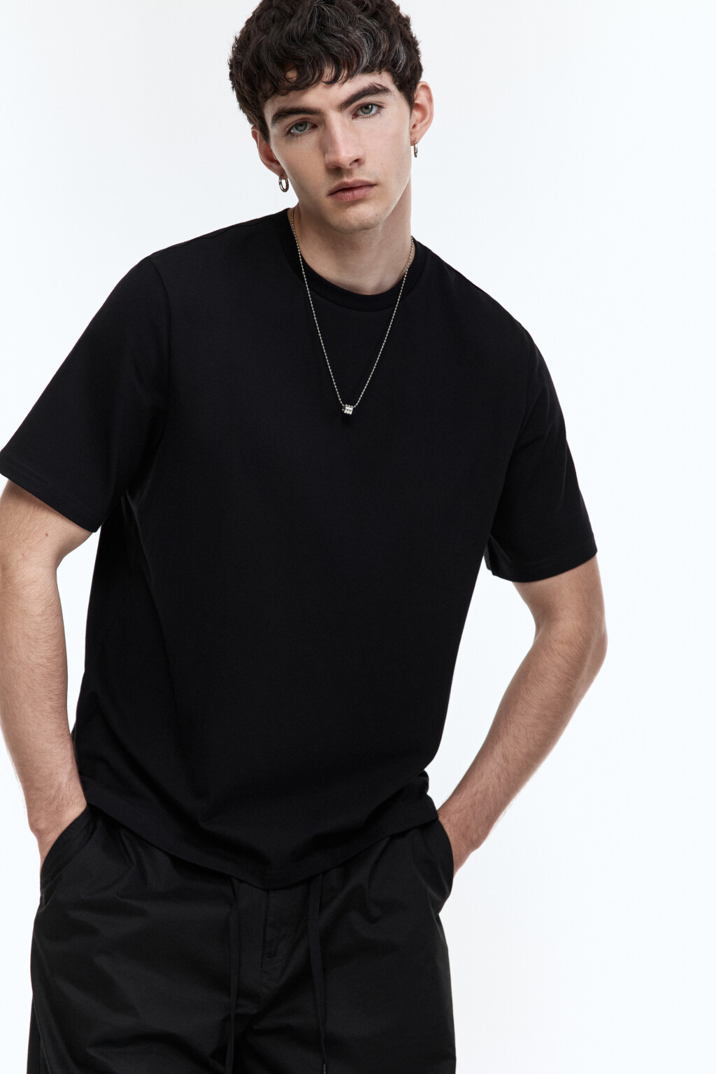 Футболка хлопковая базовая - цвет черный - 1