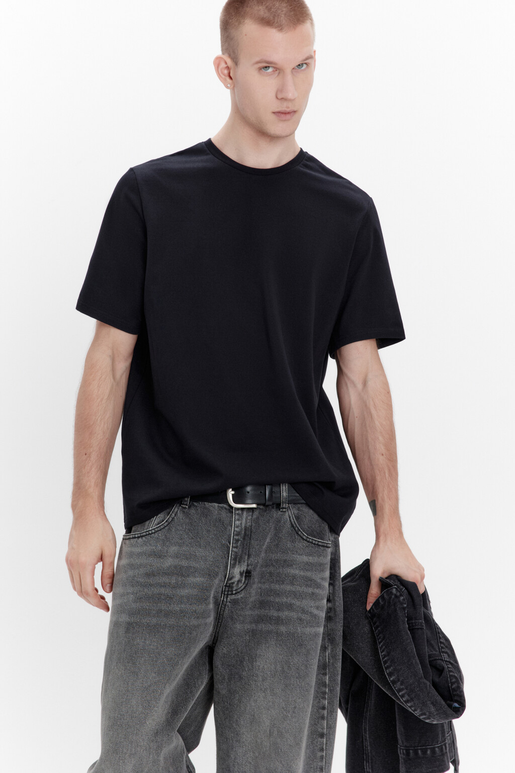 Футболка хлопковая базовая - цвет черный - 1