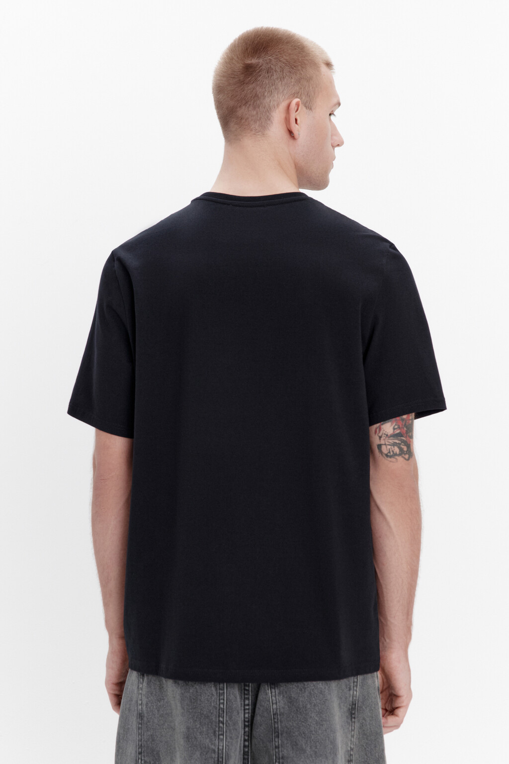Футболка хлопковая базовая - цвет черный - 3