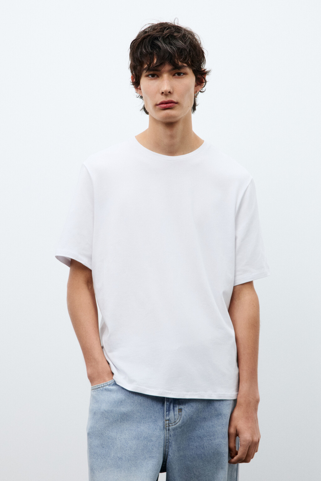 Футболка хлопковая базовая - цвет белый - 3