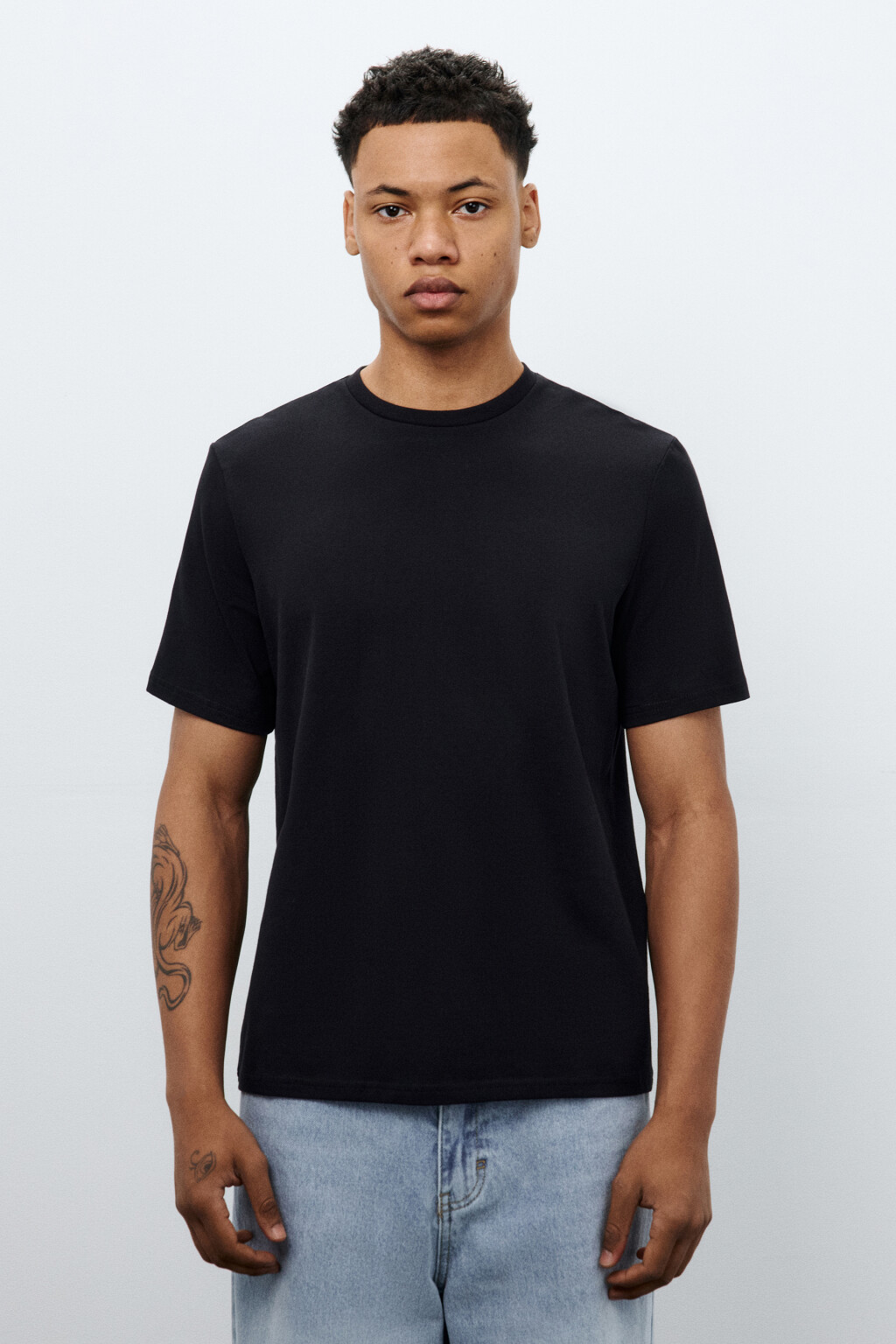 Футболка хлопковая базовая - цвет черный - 2