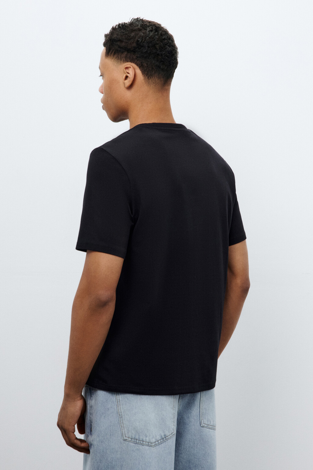 Футболка хлопковая базовая - цвет черный - 3