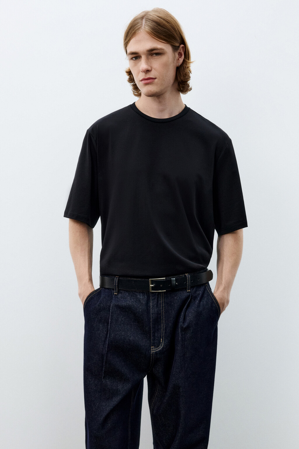 Футболка хлопковая базовая - цвет черный - 1