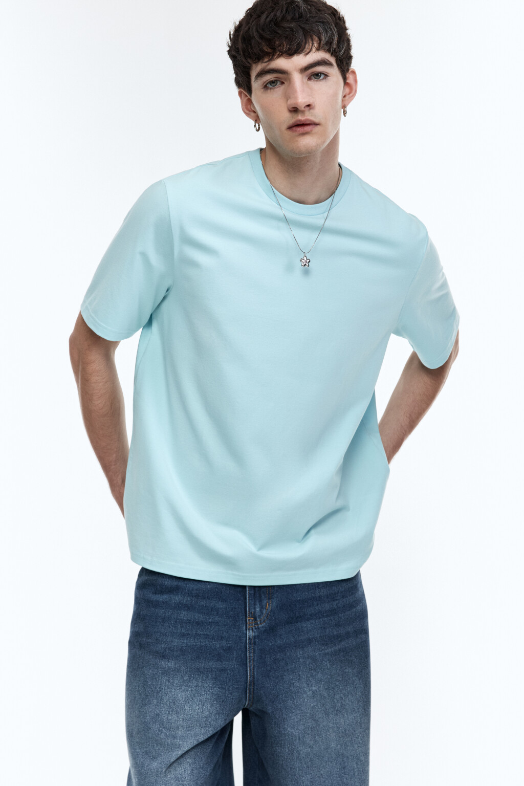 Футболка хлопковая базовая - цвет голубой - 1